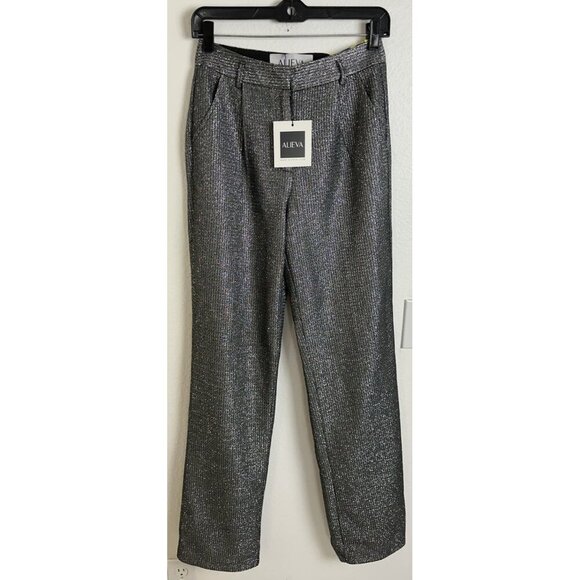 Alieva Women’s Pants DONNA TITANIUM FOILED METALLIC CHARCOAL Size S New - Picture 15 of 16